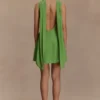 Wynter Scarf Draped Mini Dress – Green