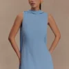 Wynter Scarf Draped Mini Dress – Sky Blue
