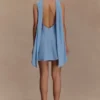 Wynter Scarf Draped Mini Dress – Sky Blue