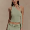 Xanthia Knit Halter Top – Pastel Green
