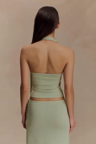 Xanthia Knit Halter Top – Pastel Green