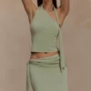 Xanthia Knit Halter Top – Pastel Green