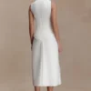 Yanina Cotton Halter Midi Dress – White Yanina Cotton Halter Midi Dress – White