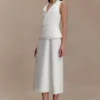 Yanina Cotton Halter Midi Dress – White Yanina Cotton Halter Midi Dress – White