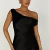 Yvette Slip Maxi Dress With Asymmetrical Hem – Black Yvette Slip Maxi Dress With Asymmetrical Hem – Black