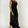 Yvette Slip Maxi Dress With Asymmetrical Hem – Black Yvette Slip Maxi Dress With Asymmetrical Hem – Black