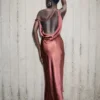Yvette Slip Maxi Dress With Asymmetrical Hem – Brown Cherry Yvette Slip Maxi Dress With Asymmetrical Hem – Brown Cherry