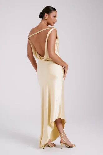 Yvette Slip Maxi Dress With Asymmetrical Hem – Butter