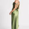 Yvette Slip Maxi Dress With Asymmetrical Hem – Emerald Yvette Slip Maxi Dress With Asymmetrical Hem – Emerald