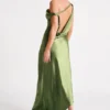 Yvette Slip Maxi Dress With Asymmetrical Hem – Emerald Yvette Slip Maxi Dress With Asymmetrical Hem – Emerald