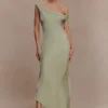 Yvette Slip Maxi Dress With Asymmetrical Hem – Sage Yvette Slip Maxi Dress With Asymmetrical Hem – Sage