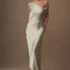 Yvette Slip Maxi Dress With Asymmetrical Hem – Sage Yvette Slip Maxi Dress With Asymmetrical Hem – Sage