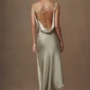 Yvette Slip Maxi Dress With Asymmetrical Hem – Sage Yvette Slip Maxi Dress With Asymmetrical Hem – Sage