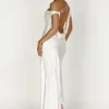 Yvette Slip Maxi Dress With Asymmetrical Hem – White Yvette Slip Maxi Dress With Asymmetrical Hem – White