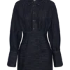 Zarah Denim Long Sleeve Mini Dress – Indigo Pinstripe Zarah Denim Long Sleeve Mini Dress – Indigo Pinstripe