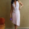 Zelda Asymmetric Slinky Midi Dress – Ballet Pink Zelda Asymmetric Slinky Midi Dress – Ballet Pink
