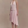 Zelda Asymmetric Slinky Midi Dress – Ballet Pink Zelda Asymmetric Slinky Midi Dress – Ballet Pink