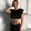 Zendaya Silk Crop Top – Black Zendaya Silk Crop Top – Black