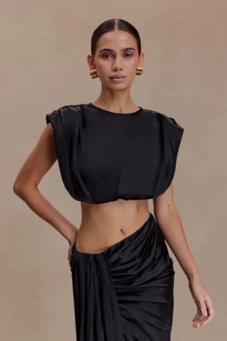 Zendaya Silk Crop Top – Black Zendaya Silk Crop Top – Black