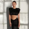 Zendaya Silk Midi Skirt – Black