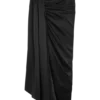 Zendaya Silk Midi Skirt – Black
