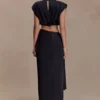 Zendaya Silk Midi Skirt – Black