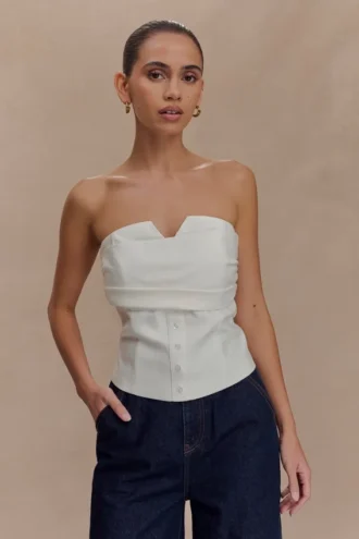 Zillah Strapless Cotton Top – White Zillah Strapless Cotton Top – White