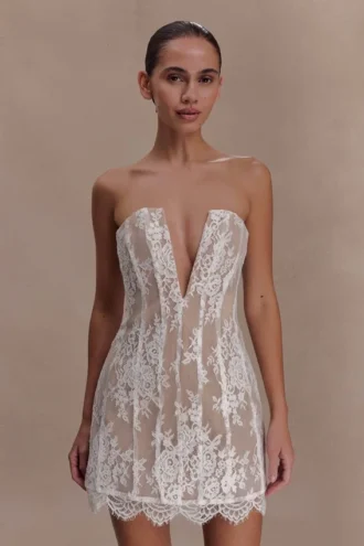 Zoey Lace Corset Mini Dress – Ivory