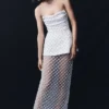 Zuri Hand Beaded Embellished Maxi Skirt – Silver